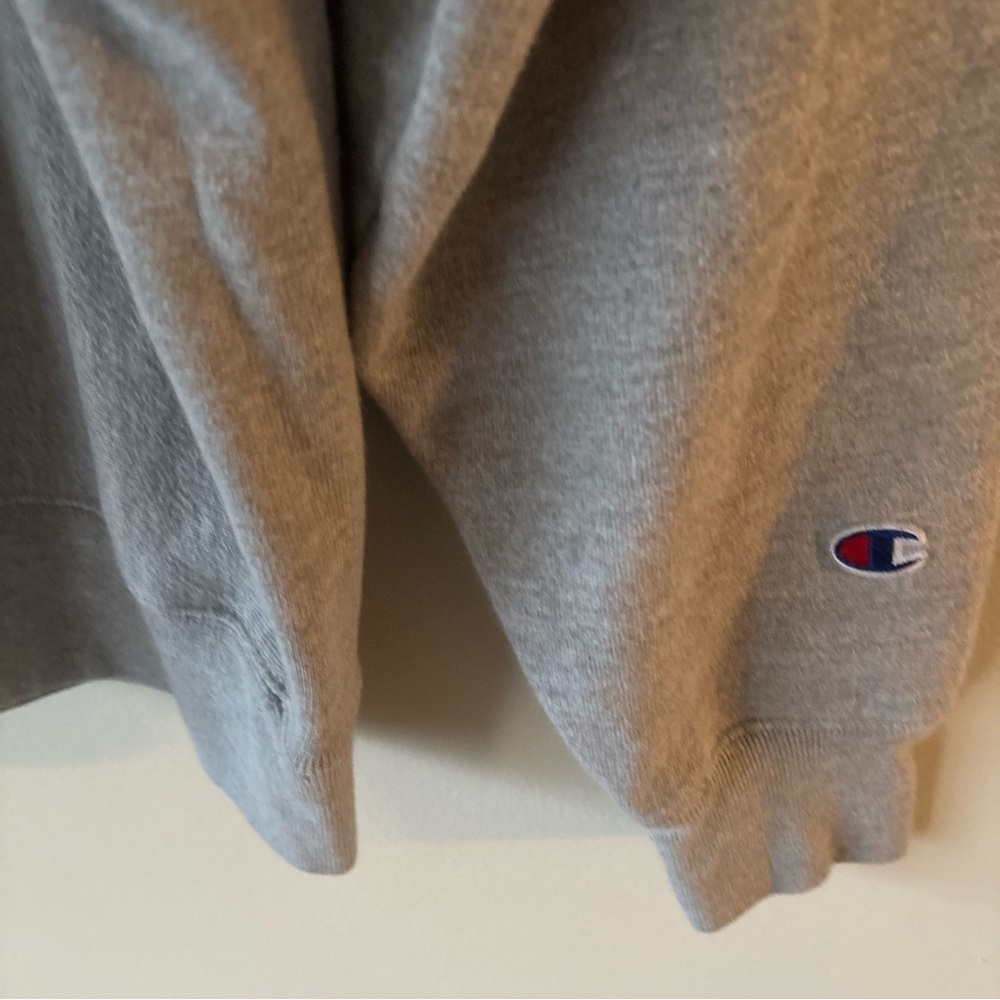 Champion Gray Crewneck Sweater with Orange Logo - Picture 4 of 9